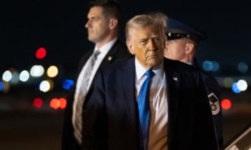 Donald Trump arrives at Palm Beach airport in Florida, 1 May 2025.