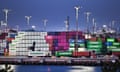 Shipping containers stacked up at port