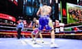 Ryan Garcia, front, and Rolly Romero face off during the main event of Friday’s boxing card in Times Square.