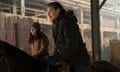Pedro Pascal as Joel with Isabela Merced as Dina in The Last of Us.