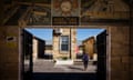 Caretaker Wayne Cooney and his dog Willow keep an eye on things at Berrima Gaol. Plans to develop the site have generated controversy among the local community. Berrima Gaol, Sydney, NSW, Australia. Wednesday 2nd April 2025. Matthew Abbott for The Guardian.