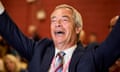 Nigel Farage raising his arms in celebration